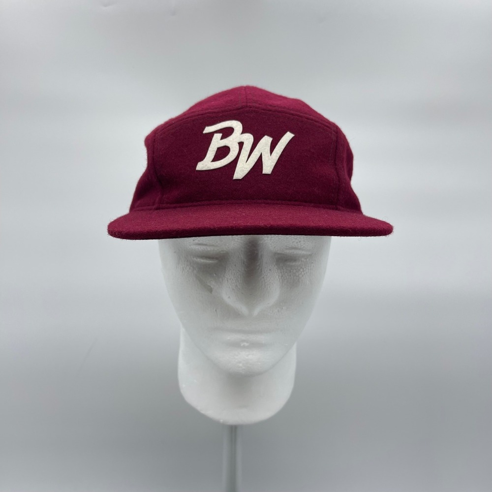 Captuer Headwear C19-MW Maroon/Cream Lettering "BW" Wool Blend 5-Panel Camp Hat